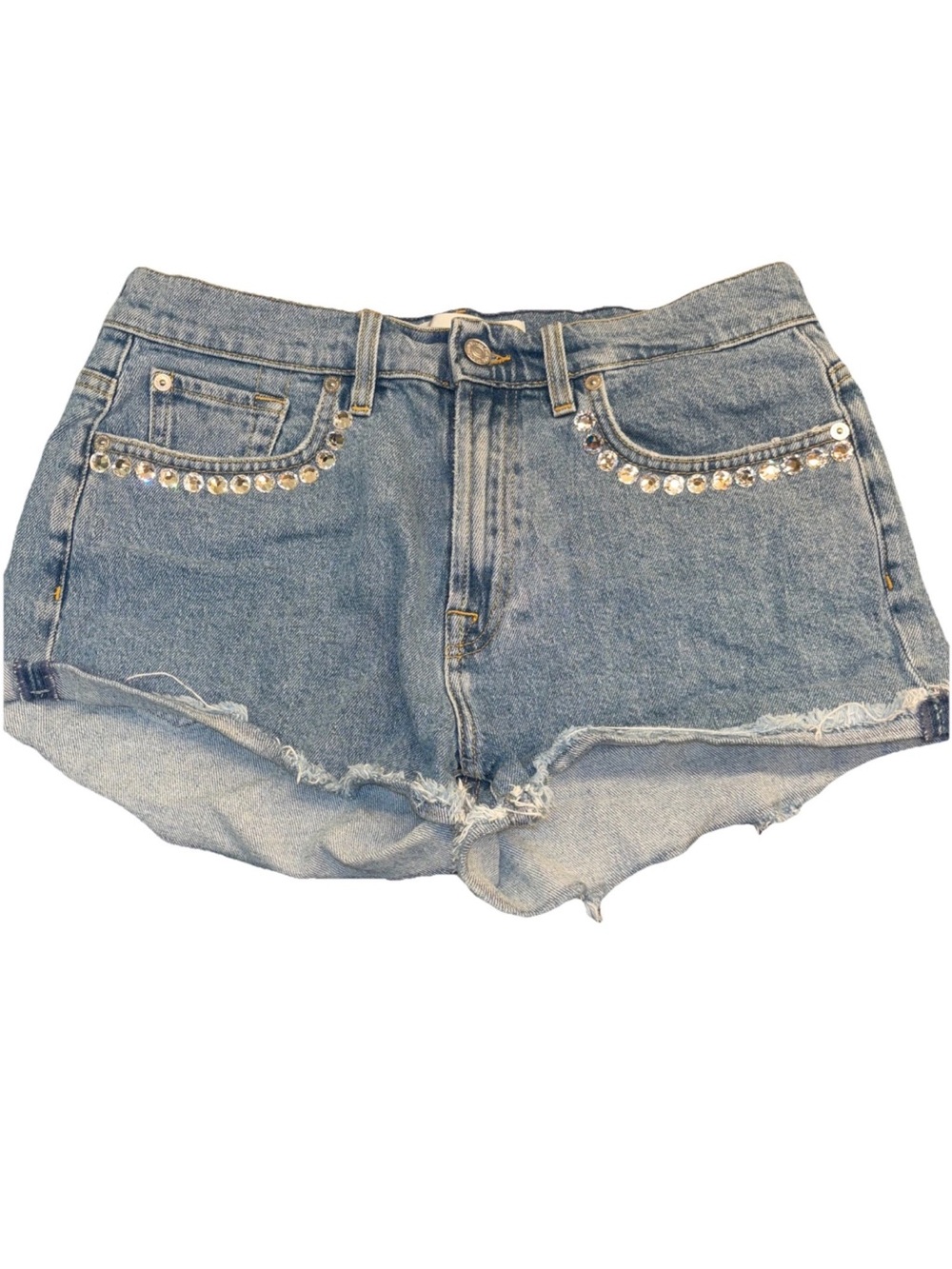 7 For All Mankind ADR x 7FAM Slouchy Jean Shorts Size 30 Swarovski Crystals